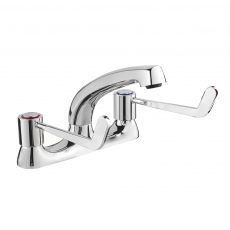 Deva Lever Action Deck Mounted Kitchen Sink Mixer Tap - 6 inch Levers - Chrome