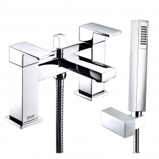 Deva Savvi MK2 Pillar Mounted Bath Shower Mixer Tap with Shower Kit and Wall Bracket - Chrome