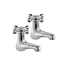 Deva Tudor Traditional Basin Taps Pair - Chrome
