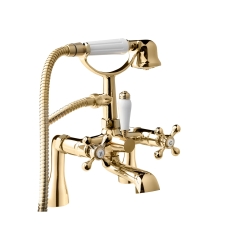Deva Tudor Pillar Mounted Bath Shower Mixer Tap Gold