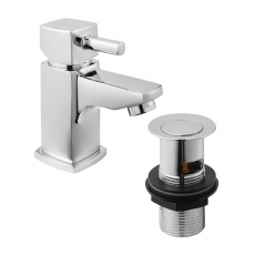 Deva Wexford Mini Basin Mixer Tap with Press Top Waste - Chrome