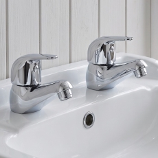 Duchy Ansom Chrome Basin Hot & Cold Taps Pair