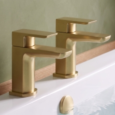 Duchy Caradon Brushed Brass Bath Hot & Cold Taps Pair