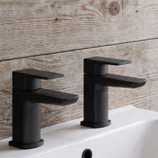 Duchy Caradon Black Basin Hot & Cold Taps Pair
