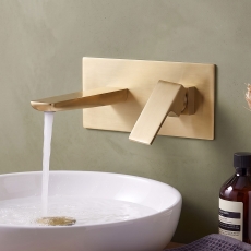 Duchy Caradon Brushed Brass Wall Mounted Basin Mixer Tap