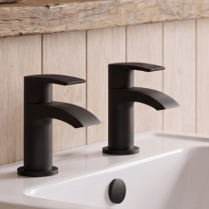 Duchy Hendra Black Basin Hot & Cold Taps Pair