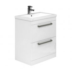 Duchy Nevada 2-Drawer Floor Standing Vanity Unit with Basin 800mm Wide White 1 Tap Hole