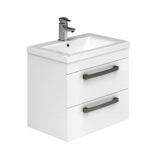 Duchy Nevada 2-Drawer Wall Hung Vanity Unit with Basin 600mm Wide White 1 Tap Hole