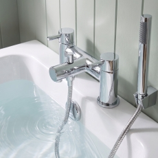 Duchy Penrose Chrome Pillar Mounted Bath Shower Tap (inc Bracket, Handset and Hose)