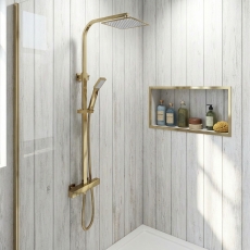 Duchy Piran Brushed Brass Complete Mixer Shower with Fixed Head and Handset