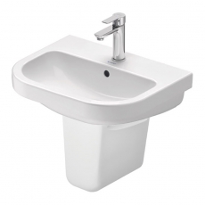 Duravit D-Code Basin and Semi Pedestal 550mm Wide - 1 Tap Hole