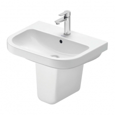 Duravit D-Code Basin and Semi Pedestal 600mm Wide - 1 Tap Hole