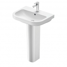 Duravit D-Code Basin and Full Pedestal 600mm Wide - 1 Tap Hole