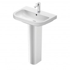 Duravit D-Code Basin and Full Pedestal 650mm Wide - 1 Tap Hole