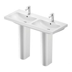 Duravit D-Code Double Basin and Full Pedestal 1200mm Wide - 1 Tap Hole