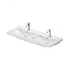 Duravit D-Code Double Wall Hung Double Basin with Overflow 1200mm Wide - 1 Tap Hole