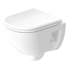 Duravit D-Code Compact Rimless Wall Hung Toilet - Soft Close Seat