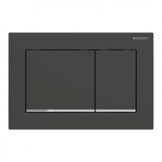 Geberit Omega30 Dual Flush Plate - Matt Black/Gloss Chrome