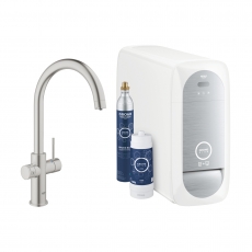 Grohe Blue Home C-Spout Kitchen Sink Mixer Tap with Filter Kit - Supersteel