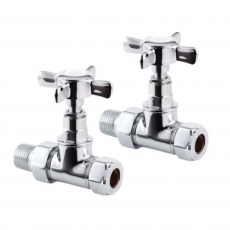 Heatwave Crosshead Chrome Straight Radiator Valves Pair