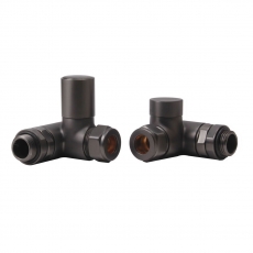 Heatwave Dual Fuel Brushed Gunmetal Manual Corner Radiator Valve Set