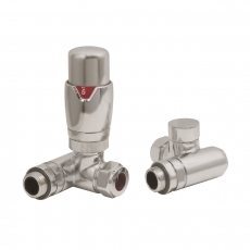 Heatwave Dual Fuel Brushed Nickel Thermostatic Corner Radiator Valve Set