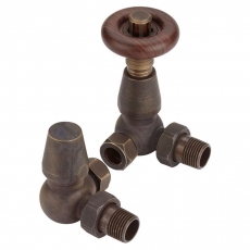 Heatwave Manor Antique Brass Corner Thermostatic Radiator Valve Set