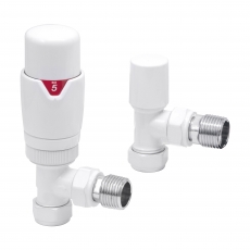 Heatwave Prime White Angled Thermostatic Radiator Valve Set