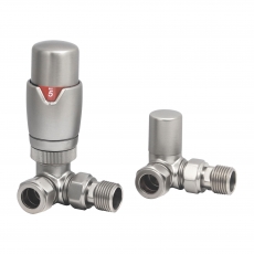 Heatwave Prime Brushed Nickel Corner Thermostatic Radiator Valve Set