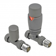 Heatwave Prime Basalt Grey Straight Thermostatic Radiator Valve Set