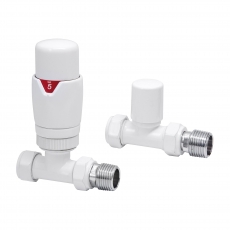 Heatwave Prime White Straight Thermostatic Radiator Valve Set