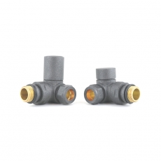 Heatwave Round Basalt Grey Corner Radiator Valves Pair