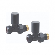 Heatwave Round Basalt Grey Straight Radiator Valves Pair