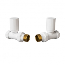Heatwave Round White Straight Radiator Valves Pair