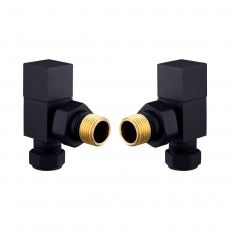 Heatwave Square Black Angled Radiator Valves Pair