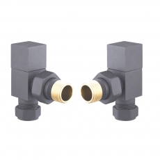 Heatwave Square Basalt Grey Angled Radiator Valves Pair