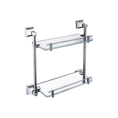 Heritage Chancery Double Glass Shelf - Chrome