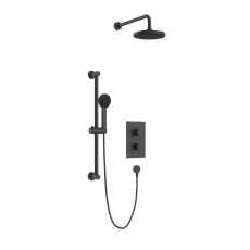 Heritage Dartmouth Dual Concealed Shower with Fixed Head + Shower Kit - Matt Black