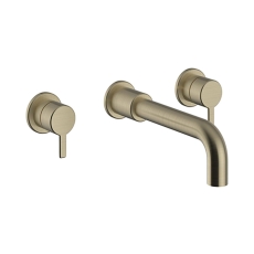 Heritage Dartmouth 3-Hole Wall Mounted Basin Mixer Tap - Brushed Brass