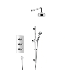 Heritage Dawlish Triple Concealed Mixer Shower with Shower Kit + Fixed Head - Chrome