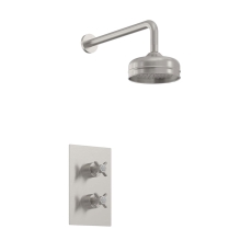 Heritage Dawlish Dual Concealed Mixer Shower with Fixed Head - Brushed Nickel