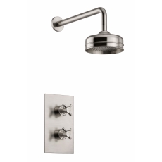 Heritage Dawlish Dual Concealed Mixer Shower with Fixed Head - Brushed Nickel