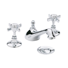 Heritage Dawlish 3-Hole Basin Mixer Tap with Pop up Waste - Chrome