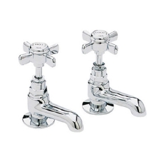 Heritage Dawlish Short Nose Basin Taps Pair - Chrome