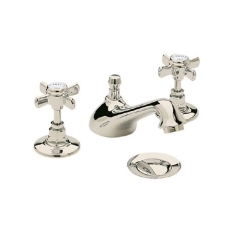 Heritage Dawlish 3-Hole Basin Mixer Tap with Pop up Waste - Vintage Gold