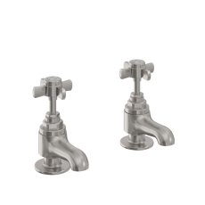 Heritage Dawlish Basin Taps Pair - Brushed Nickel