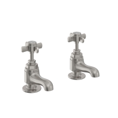 Heritage Dawlish Bath Taps Pair - Brushed Nickel