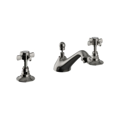Heritage Dawlish 3-Hole Basin Mixer Tap with Pop up Waste - Brushed Nickel
