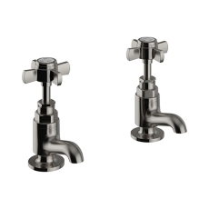 Heritage Dawlish Short Nose Basin Taps Pair - Brushed Nickel