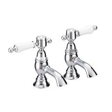 Heritage Glastonbury Basin Taps Pair - Chrome